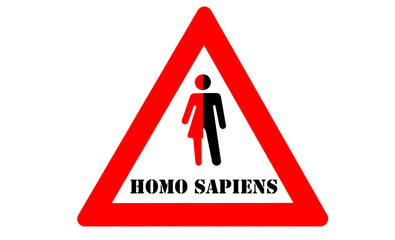 Homo sapiens Warnschild