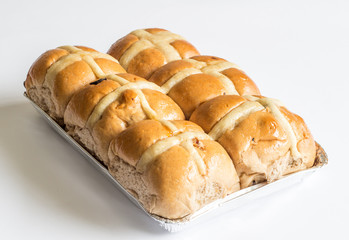 Hot cross buns isolated on white background