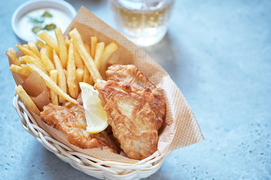 crispy fish and chips basket Stock Photo | Adobe Stock