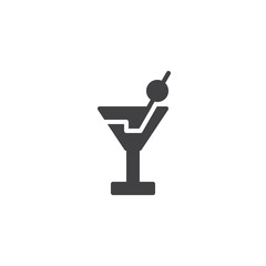 Cocktail drink vector icon. filled flat sign for mobile concept and web design. Martini glass simple solid icon. Symbol, logo illustration. Pixel perfect vector graphics