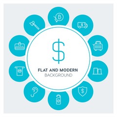 industry, health, hotel, money Infographic Circle outline Icons Set. Contains such Icons as  business,  website,  elements,  background,  pattern,  banner,  usd and more. Fully Editable. Pixel Perfect