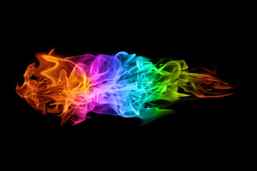 abstract colorful Fire flames on black background