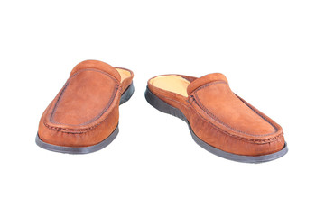 Brown Man's casual shoes isolated on white