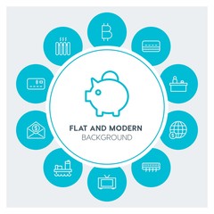 industry, health, hotel, money Infographic Circle outline Icons Set. Contains such Icons as  business,  website,  elements,  background,  pattern,  banner,  gas and more. Fully Editable. Pixel Perfect
