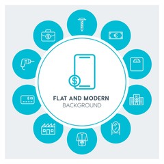 industry, health, hotel, money Infographic Circle outline Icons Set. Contains such Icons as  business,  website,  elements,  background,  pattern,  banner,  nfc and more. Fully Editable. Pixel Perfect