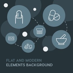 health, beauty and cosmetics outline vector icons and elements background with circle bubbles networks.Multipurpose use on websites, presentations, brochures and more