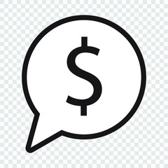 Dollar symbol in speech bubble, vector icon