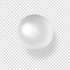 Shiny natural white sea pearl with light effects isolated on transparent background.