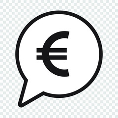 Euro symbol in speech bubble, vector icon