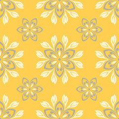 Yellow floral seamless pattern. Background with flower design