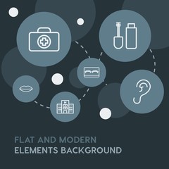 health, beauty and cosmetics outline vector icons and elements background with circle bubbles networks.Multipurpose use on websites, presentations, brochures and more