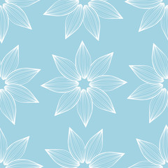 White floral seamless pattern on navy blue background