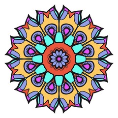 Decorative flower mandala design. Vector round pattern. Coloring. Design for greeting card, invitation, tattoo.