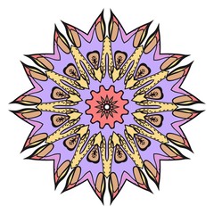 Floral Geometric Pattern with hand-drawing Mandala. Vector illustration. For fabric, textile, bandana, scarg, print.