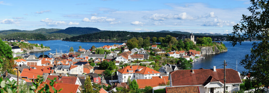 Old town of Brevik village in Norway.