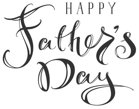 Happy Fathers Day greeting ornate hand writing text