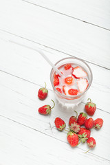Fresh summer strawberry detox water.