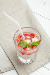 Fresh summer mint and strawberry detox water.