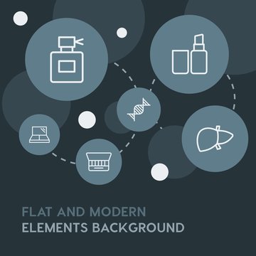 health, beauty and cosmetics outline vector icons and elements background with circle bubbles networks.Multipurpose use on websites, presentations, brochures and more