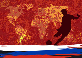 Layout template design of the poster for russian football competition tournament, world cup championship 2018