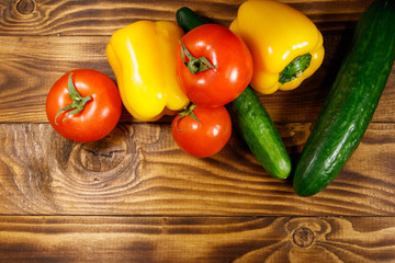 Heap of fresh vegetables on the kitchen table