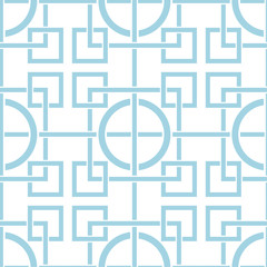 Obraz premium White and blue geometric print. Seamless pattern