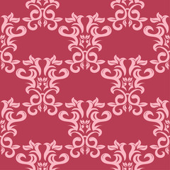 Floral seamless design on red background