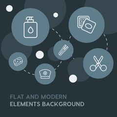 health, beauty and cosmetics outline vector icons and elements background with circle bubbles networks.Multipurpose use on websites, presentations, brochures and more