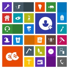 Modern, simple, colorful vector icon set with paint, roll, directory, axe, real, dessert, construction, black, health, ink, beauty, white, call, account, equipment, sound, telephone, business icons