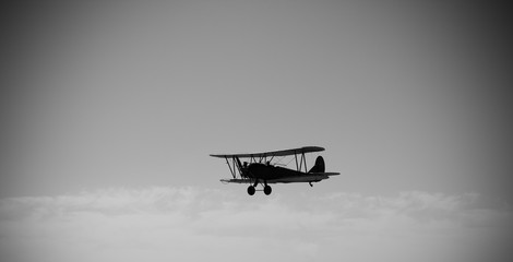 Day of the Air Fleet. Biplane in the sky, in the air