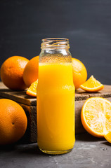 Fresh orange juice. Selective focus. Shallow depth of field.