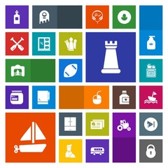 Modern, simple, colorful vector icon set with warm, fireplace, boat, sailboat, graph, yacht, chess, strategy, stadium, sign, fire, king, computer, modern, food, football, report, bottle, cooking icons