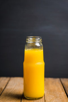 Fresh orange juice. Selective focus. Shallow depth of field.