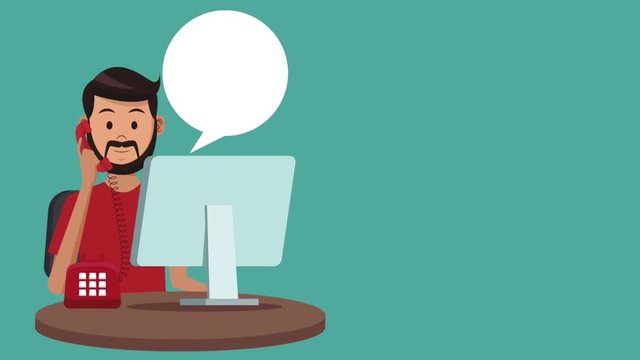 Customer calling to technical support from telephone High Definition colorful animation scenes