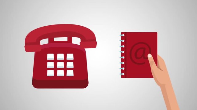 Hand with Telephone and address book High Definition colorful animation scenes