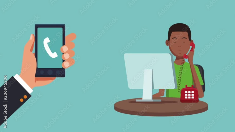 Poster calling to customer service from smartphone high definition colorful animation scenes