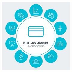industry, health, hotel, money Infographic Circle outline Icons Set. Contains such Icons as  business,  website,  elements,  background,  pattern,  banner, card and more. Fully Editable. Pixel Perfect