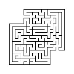 Abstract square maze with entrance and exit. Simple flat vector illustration isolated on white background. With a place for your drawings