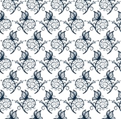 Seamless background with butterfly.