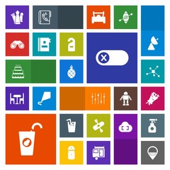 Modern, simple, colorful vector icon set with river, bouquet, floral, game, activity, fresh, juice, blossom, healthy, tropical, location, energy, chess, work, exotic, kayaking, cake, technology icons