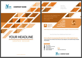 Modern Graphic Design for Propagation Leaflet with Squared Geometry - Abstract Illustration in Orange Brown Tones, Vector