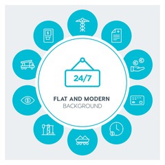 industry, health, hotel, money Infographic Circle outline Icons Set. Contains such Icons as  business,  website,  elements,  background,  pattern,  banner, gas and more. Fully Editable. Pixel Perfect