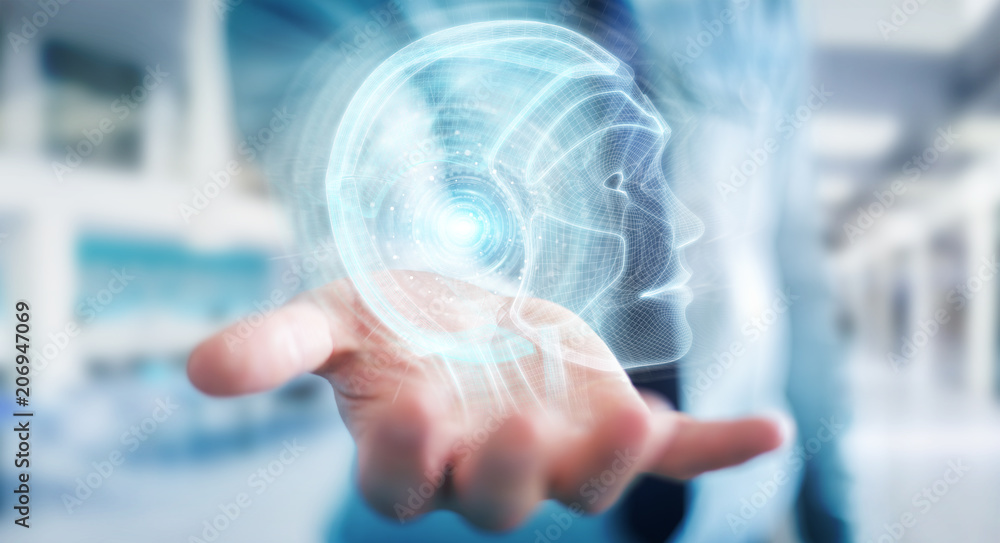 Fototapete businessman using digital artificial intelligence interface 3d rendering