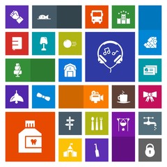 Modern, simple, colorful vector icon set with arrow, dental, music, audio, suit, barn, film, doughnut, modern, knife, document, business, way, handle, kitchen, concept, dessert, equipment, hand icons