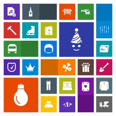 Modern, simple, colorful vector icon set with sport, mixer, fashion, hammer, work, sign, grocery, concrete, energy, bulb, light, transportation, market, birthday, paper, ice, document, add, bus icons