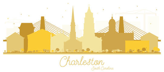 Obraz premium Charleston South Carolina City skyline Złota sylwetka.