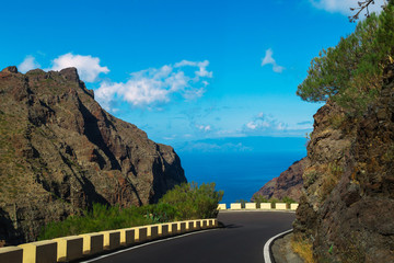 Canyon. A path on a desert island. The path in the gorge. Ancient pirate village Masca. Hiking in...