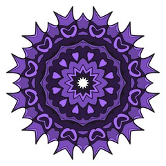 Mandala. Blue, red, gold color flower ornament. Vector illustration.