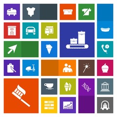 Modern, simple, colorful vector icon set with support, heater, home, dessert, call, drink, pie, luggage, vehicle, house, center, web, cream, service, estate, hygiene, cup, bellboy, hotel, human icons