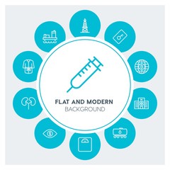 industry, health, hotel, money Infographic Circle outline Icons Set. Contains such Icons as  business,  website,  elements,  background,  pattern,  banner,  gas and more. Fully Editable. Pixel Perfect